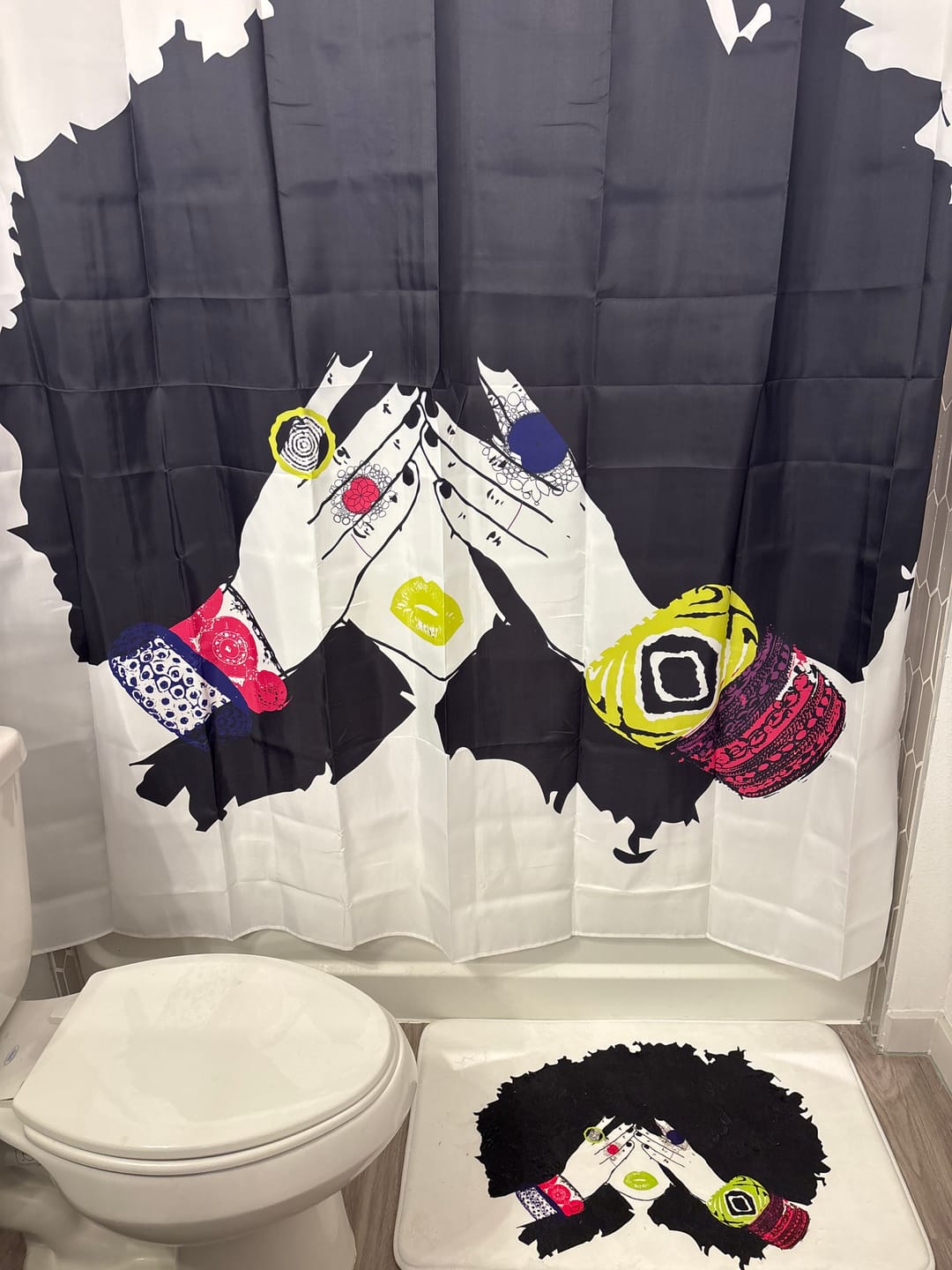 Customer photo review of Shanell White Shower Curtain