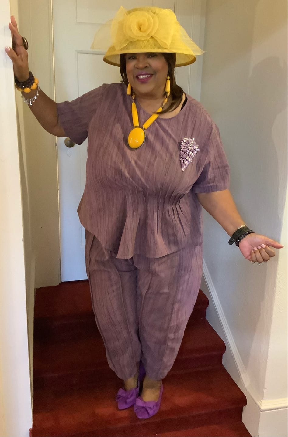 Customer photo review of Plus Size Women Vintage Solid Linen Cotton Shirt+Pants