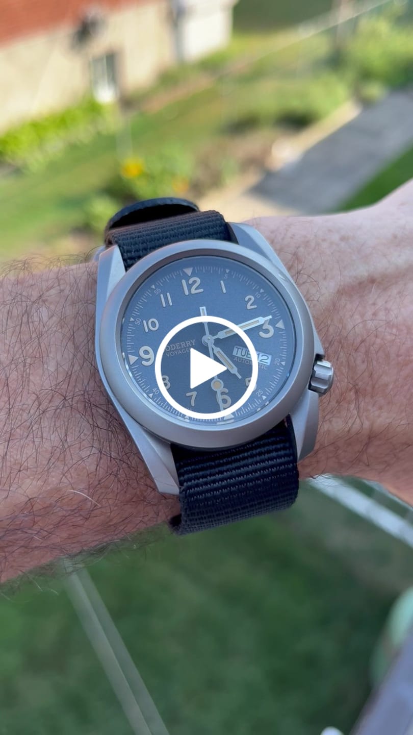 Customer video review of VOYAGER - 100M Waterproof Titanium Automatic Field Watch | Volcanic Gray-Day,Date