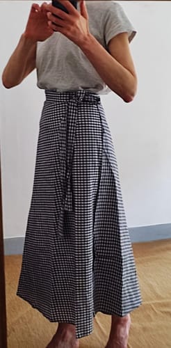 Customer photo review of Jupe portefeuille Marie vichy marine