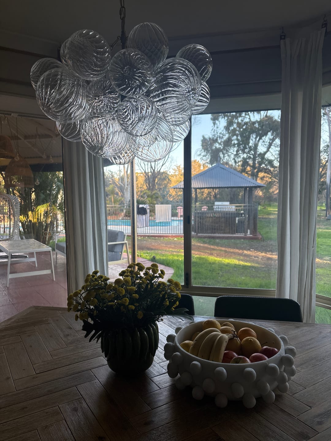 Customer photo review of Contemporary Clear Ribbed Bubble Chandelier