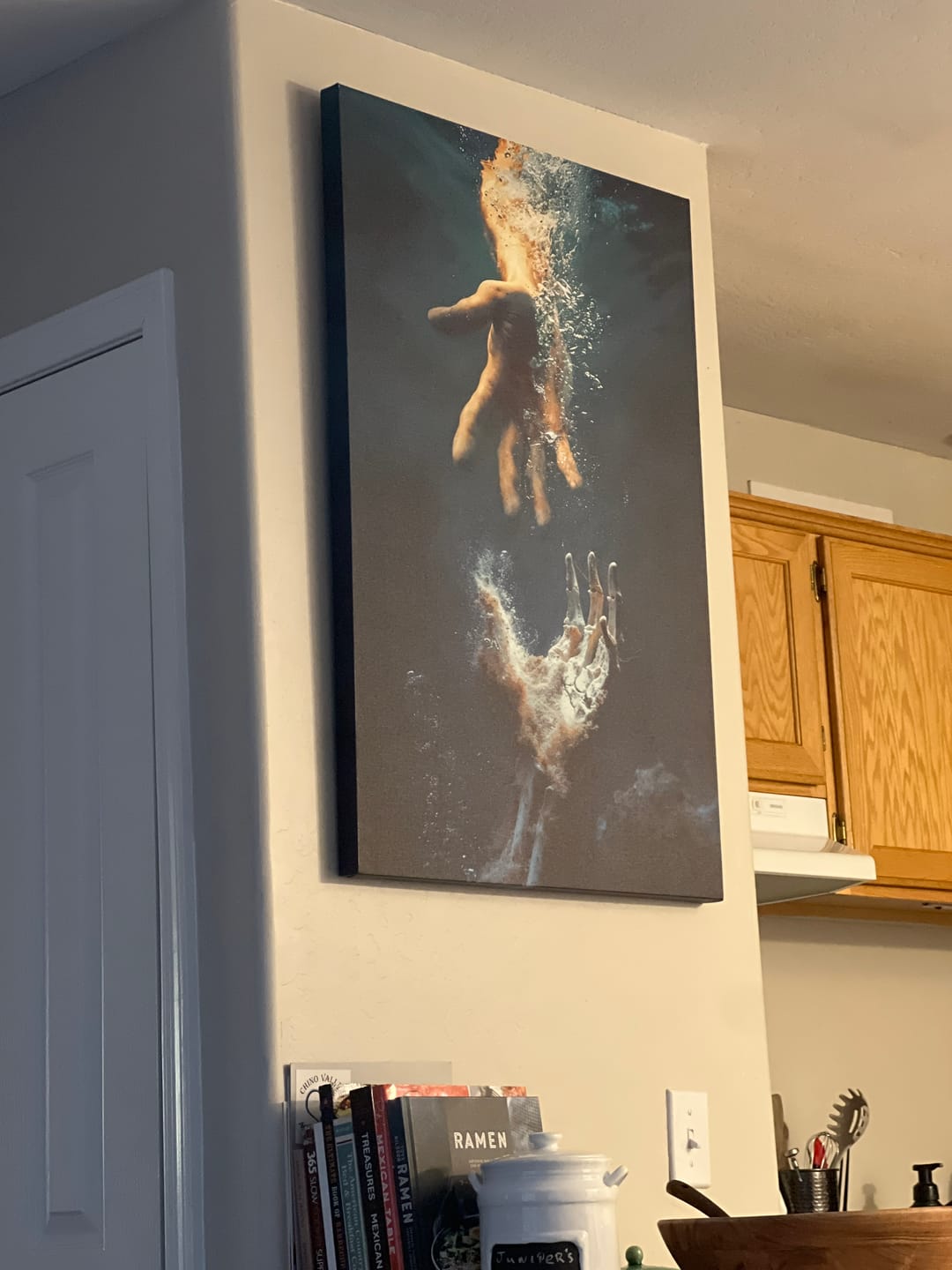 Customer photo review of The Hand Of God, Jesus Reaching Into Water, Wall Art Canvas