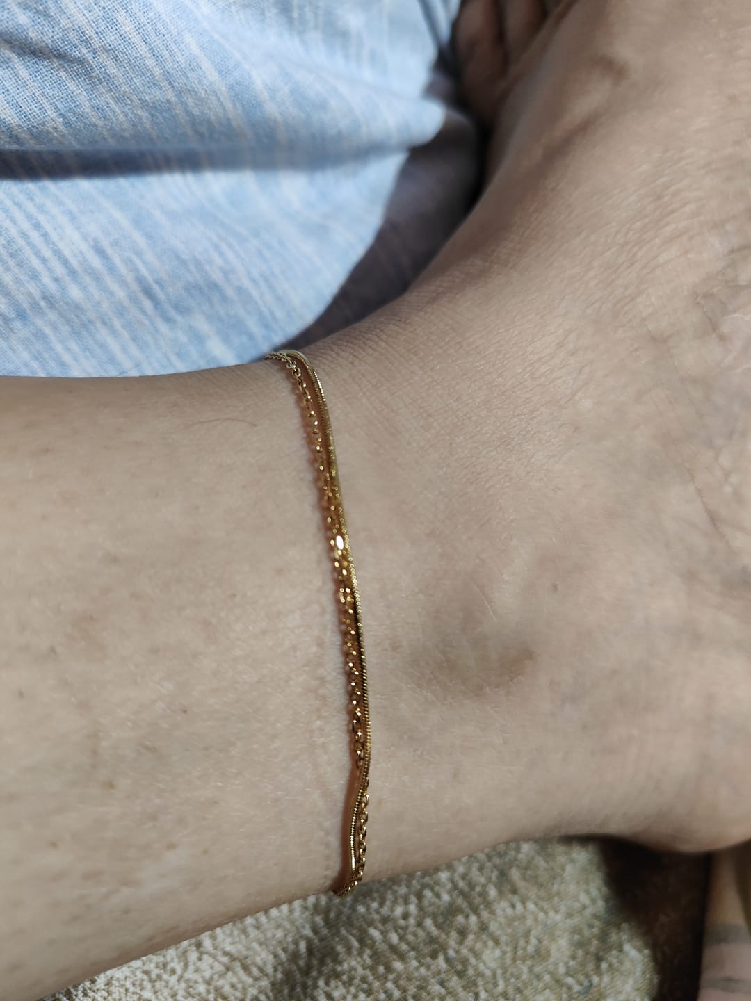 Customer photo review of Two Layered Solid Cable Anklet