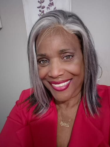 Customer photo review of Luvwin 5x5 Closure Salt & Pepper More Salt Highlight Front Glueless Straight Wig