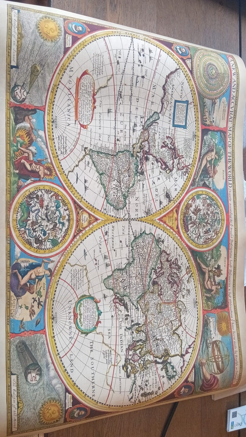 Customer photo review of Old World Map from 1651 by John Speed - Rare Colour Vintage Wall Art