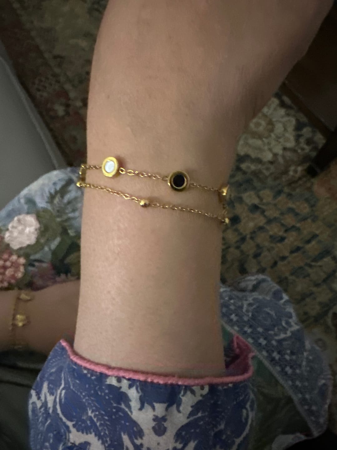 Customer photo review of Onyx & White Stone Bracelet