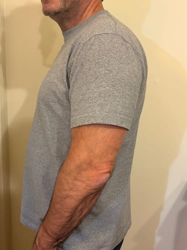 Customer photo review of 9 oz Cotton Tubular T-Shirt - Gray