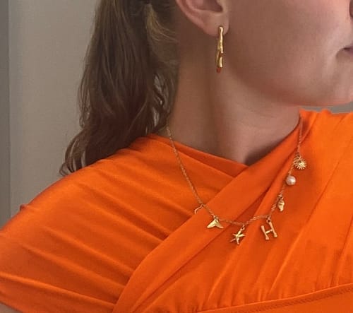 Customer photo review of GOLD OCEAN LETTER NECKLACE