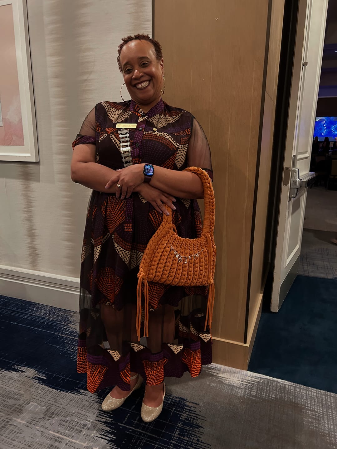 Customer photo review of VALENTINA AFRICAN PRINT BUTTON MESH DRESS [PURPLE]