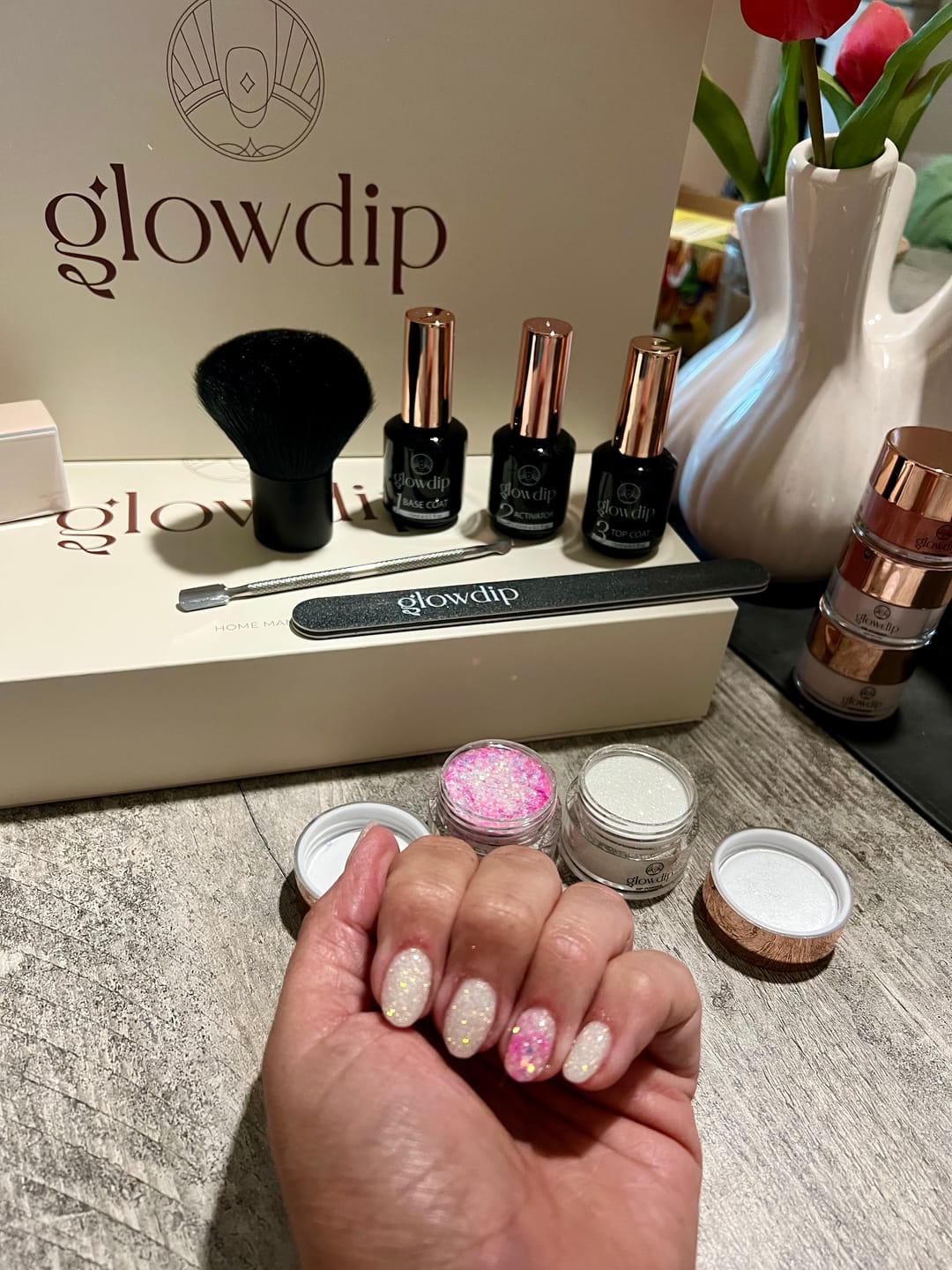 Customer photo review of Diamond White Dipping Powder