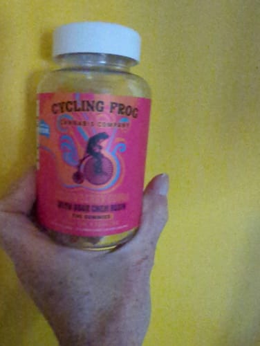 Customer photo review of Strawberry Guava Rosin Gummies, 10mg THC + 10mg CBD