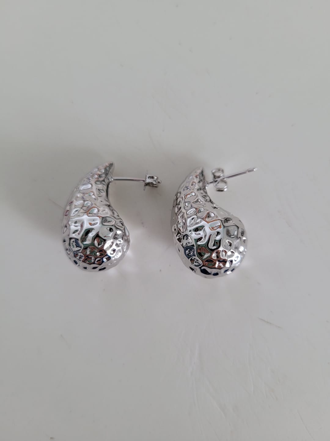 Customer photo review of Candice 18k White Gold Plated Teardrop Stud Earrings