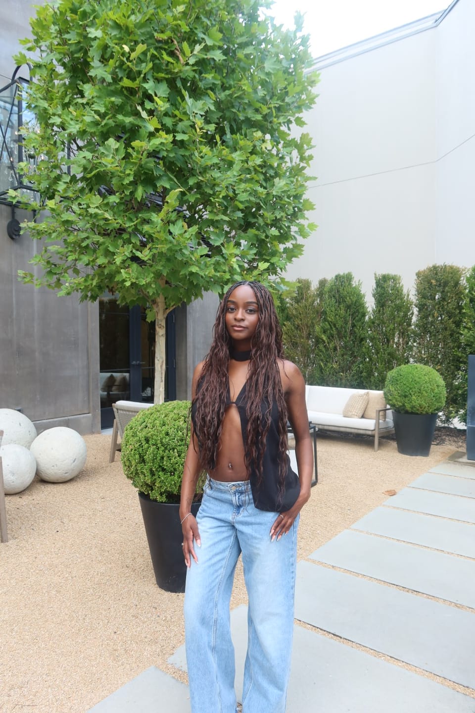 Customer photo review of #4 Medium Brown Body Wave Bulk Human Braiding Hair