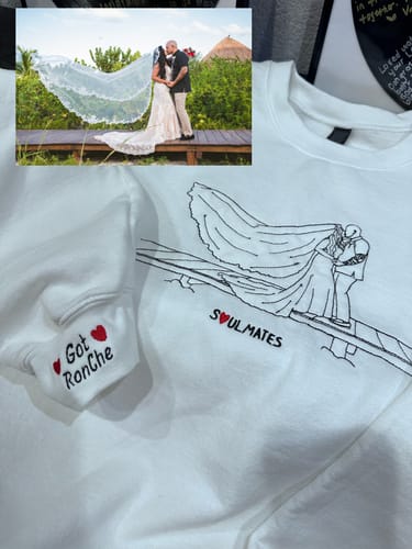 Customer photo review of Soulmate Custom Embroidered Photo Sweatshirt