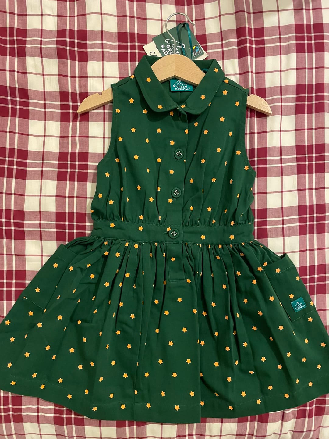 Customer photo review of Yellow Stars Pinafore Button Dress