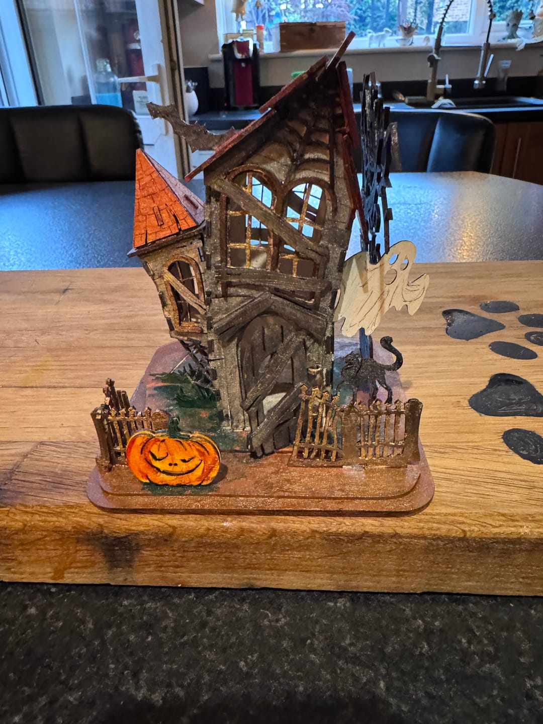 Customer photo review of Halloween house scene lamp laser cut svg file