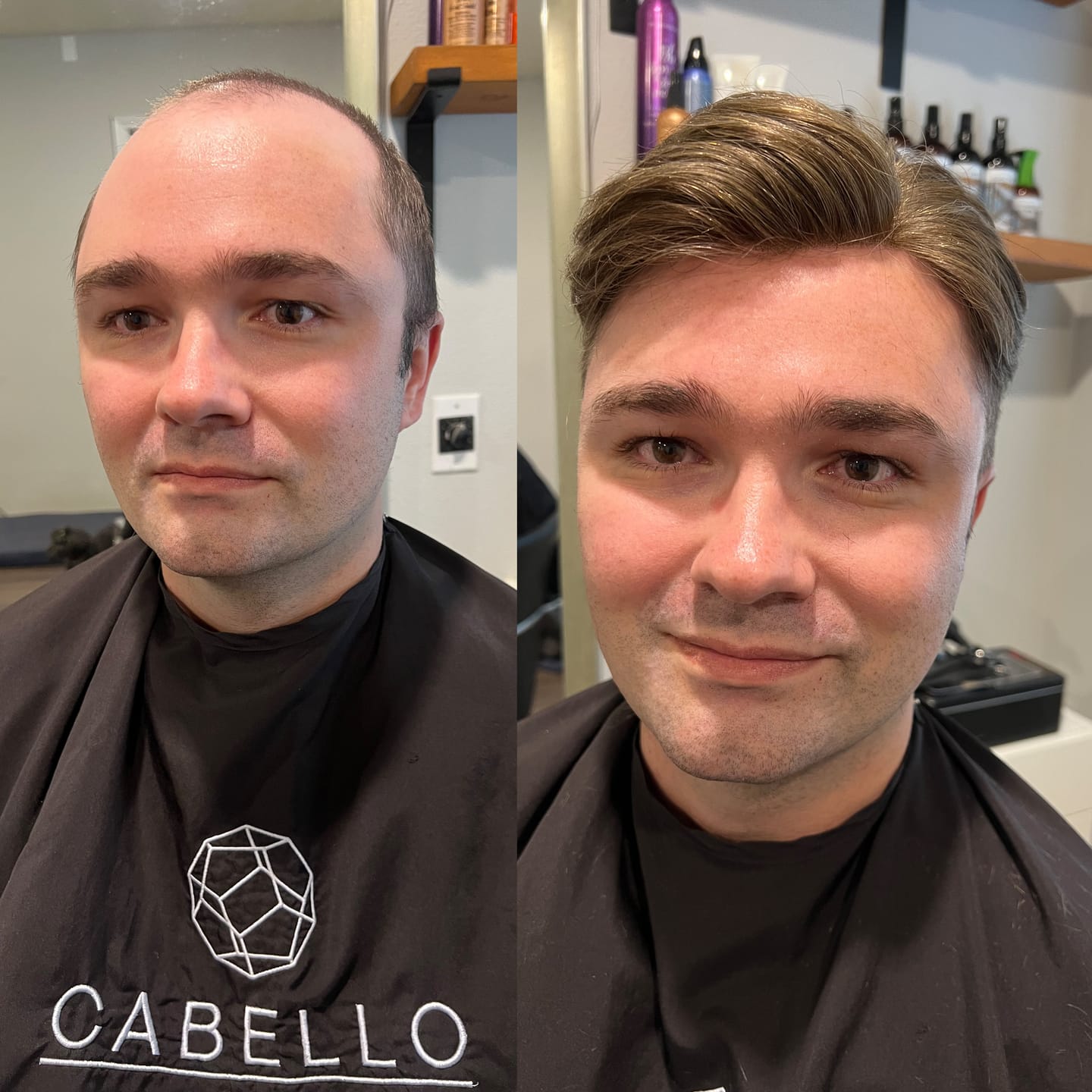 Customer photo review of Men Hair System Poet|Lace front with Lace Center PU around Base