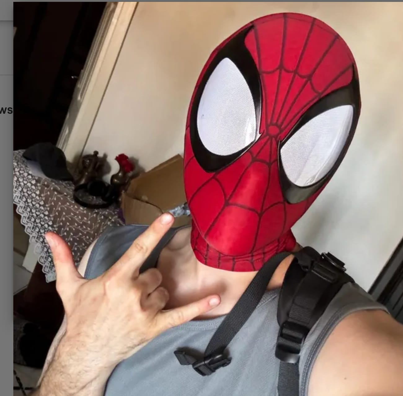 Customer photo review of Marvel Comics Spiderman Life Size Wearable Mask