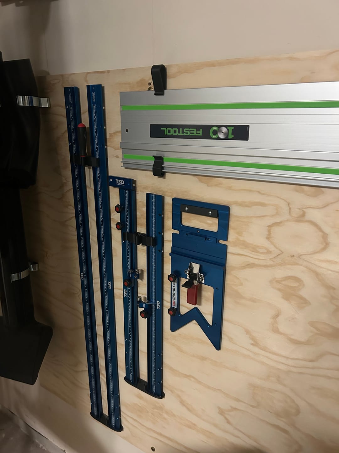 Customer photo review of Garage Door/Wall Mount Brackets for Track Saw Guide Rails