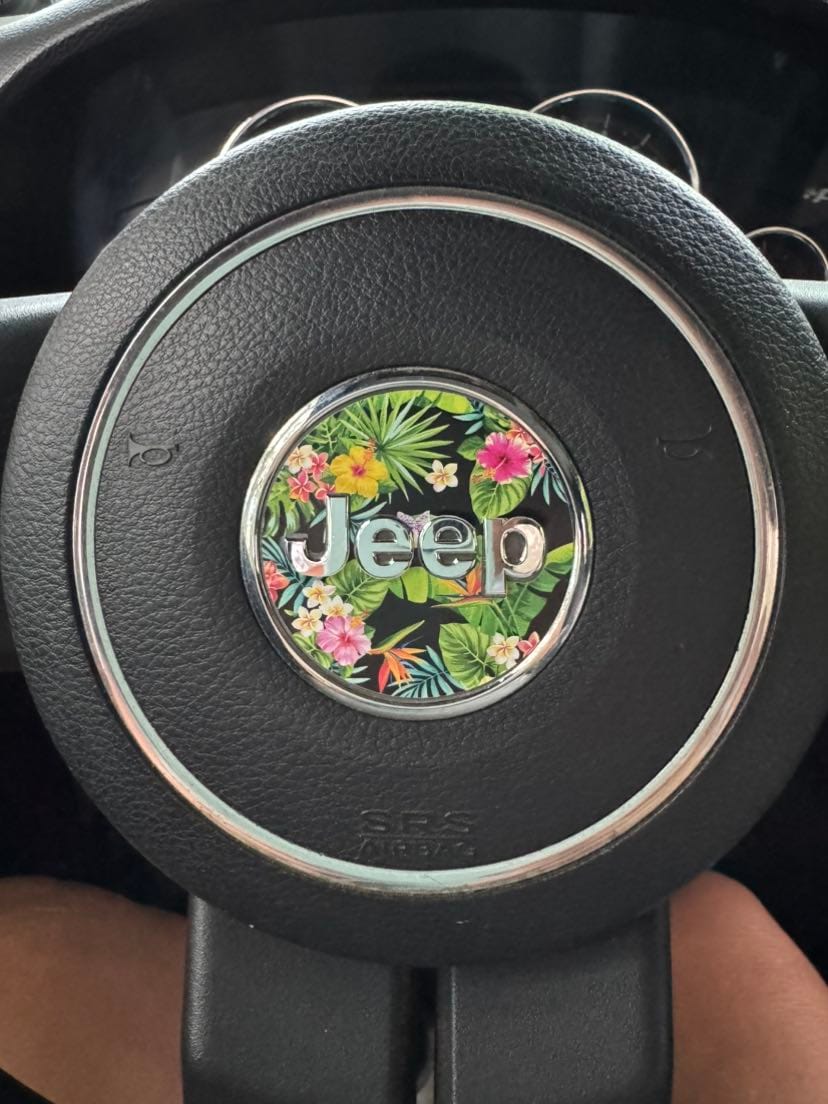 Customer photo review of Floral Steering Wheel Decal for Jeep