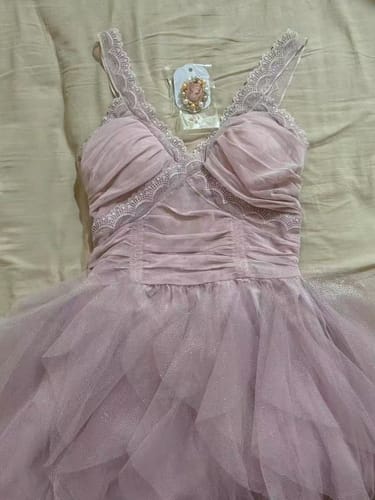 Customer photo review of Purple Sparkle Tulle Ruffles Layers Homecoming Party Dress