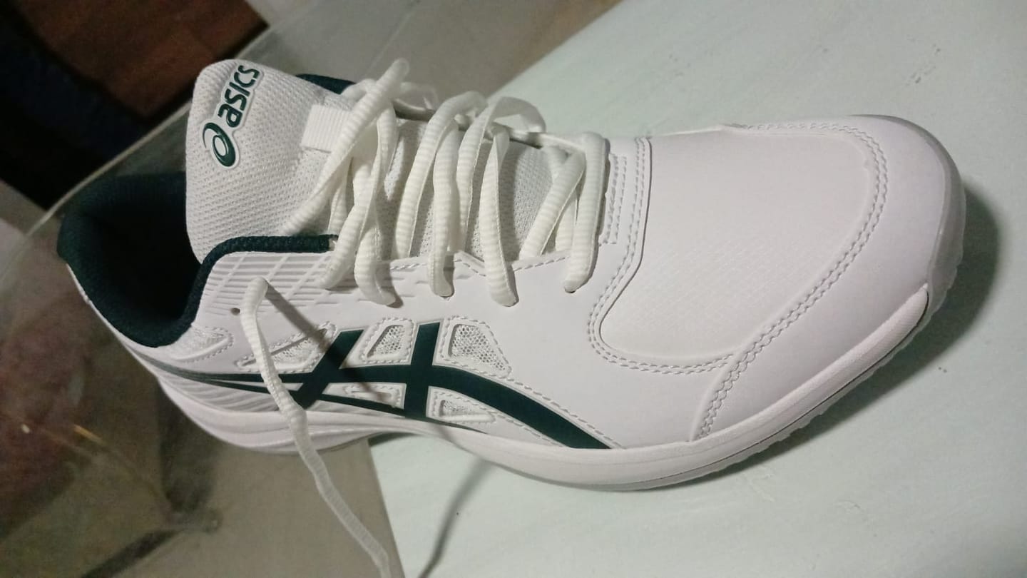 Customer photo review of Asics Court Slide 4 Hombre White Saxon Green