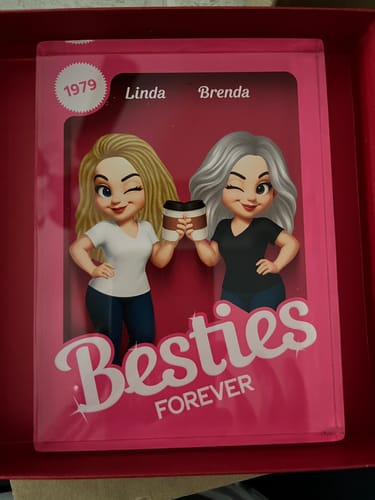 Customer photo review of Besties Forever Pink Action Figure 3D Effect Personalized Acrylic Block, Christmas Gift For Best Friend