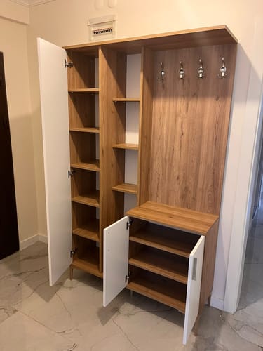 Customer photo review of Rani EA109 Portmanto Boy Aynalı Raflı Ayakkabılık Vestiyer Sepet Ceviz - Beyaz