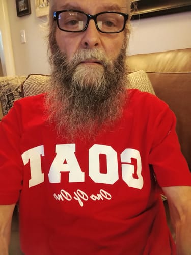 Customer photo review of Goat Tee (White Logo)