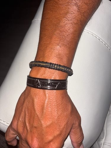 Customer photo review of Brotherhood in Black Bangle – Masonic Copper Bracelet