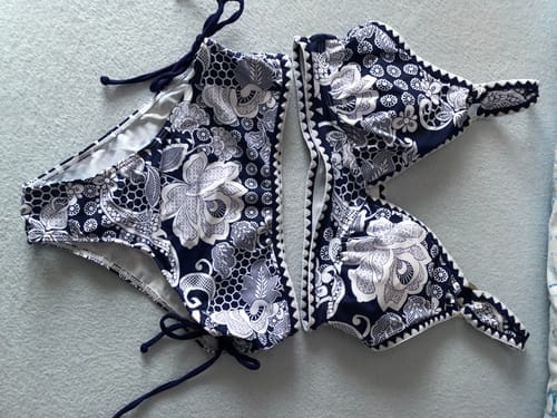Customer photo review of Printed Lace-Up Triangle Bikini