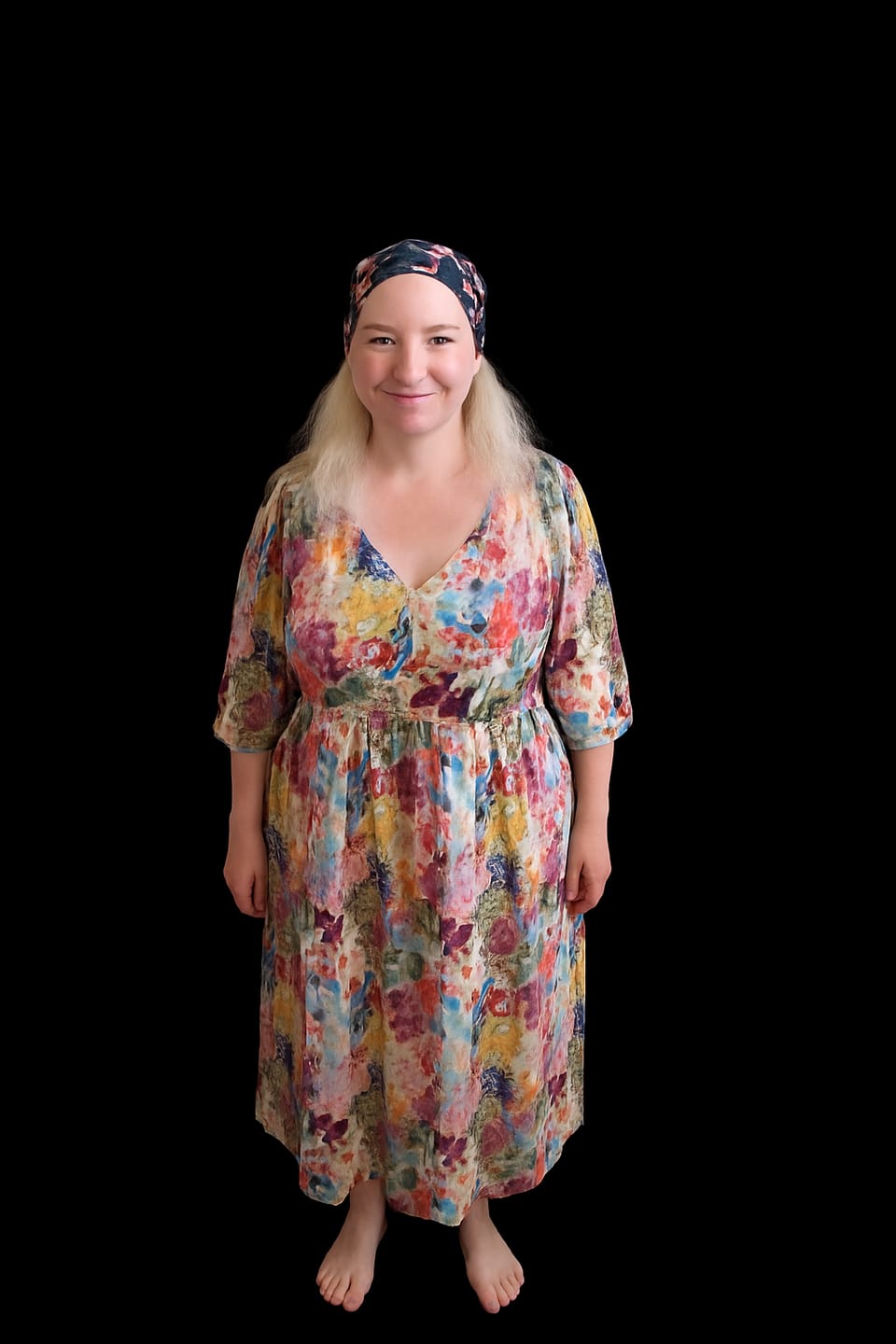 Customer photo review of Zandra Dress in Pink Multi