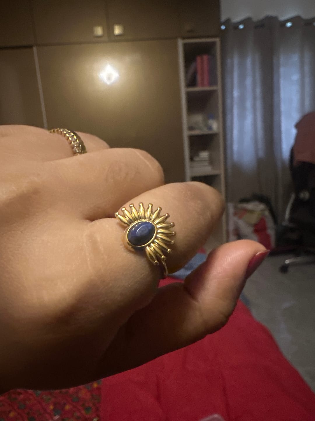 Customer photo review of Blue Stone Sunburst Ring