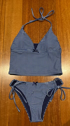 Customer photo review of Seamolly Gingham Bowknot Decor Tie Side Tankini Set