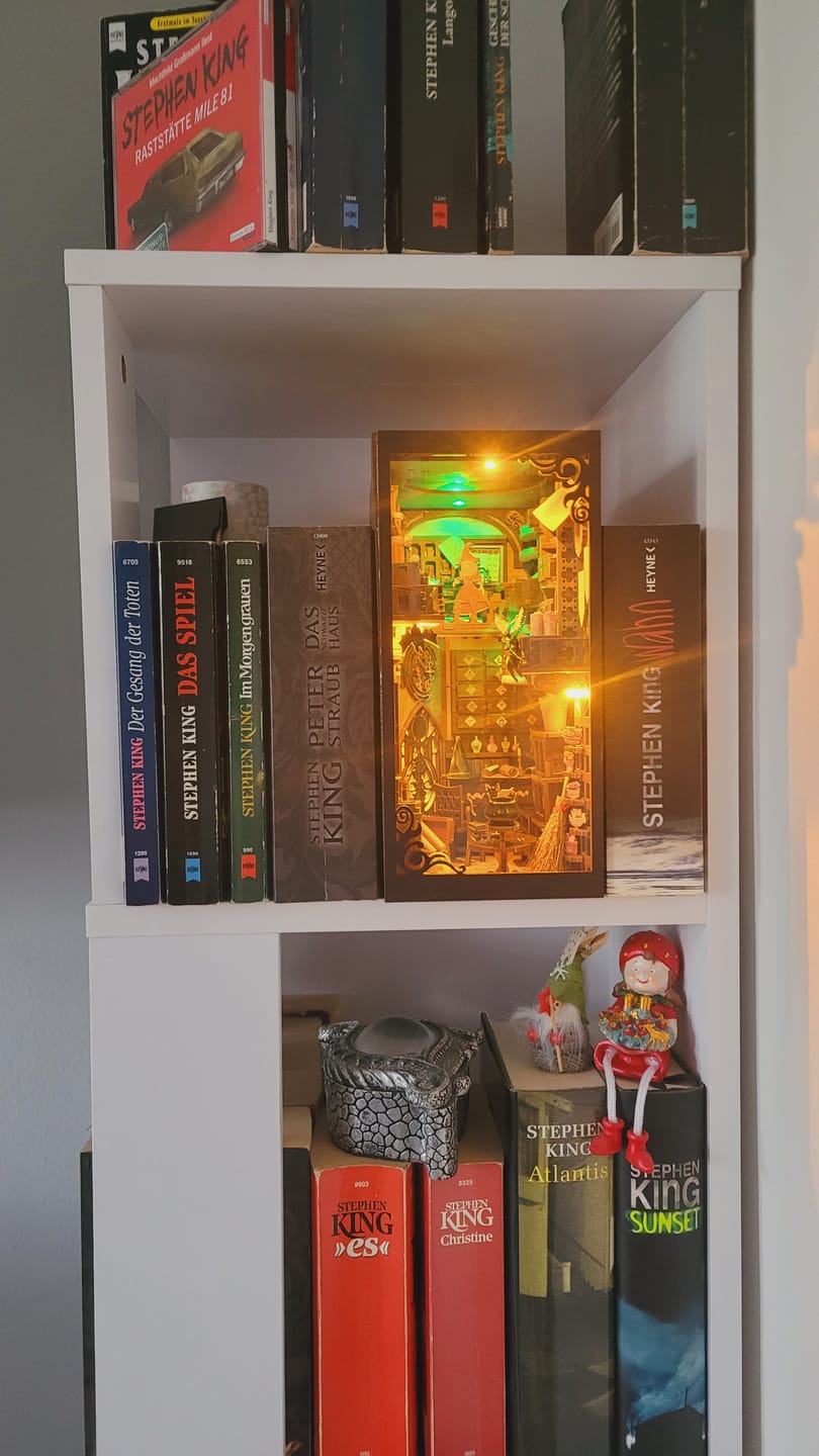 Customer photo review of Book Nook Diorama – Leuchtende Miniaturwelt fürs Bücherregal (4 Designs zur Auswahl) PREORDER
