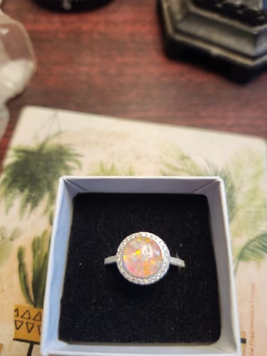 Customer photo review of Bedazzled Circle Opal Cremation Ring