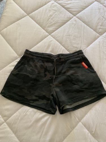 Customer photo review of 80Eighty® Women's Black Camo Fleece Shorts