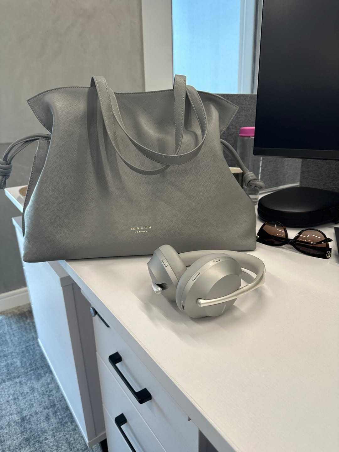 Customer photo review of Emma Large Leather Tote Bag, Grey
