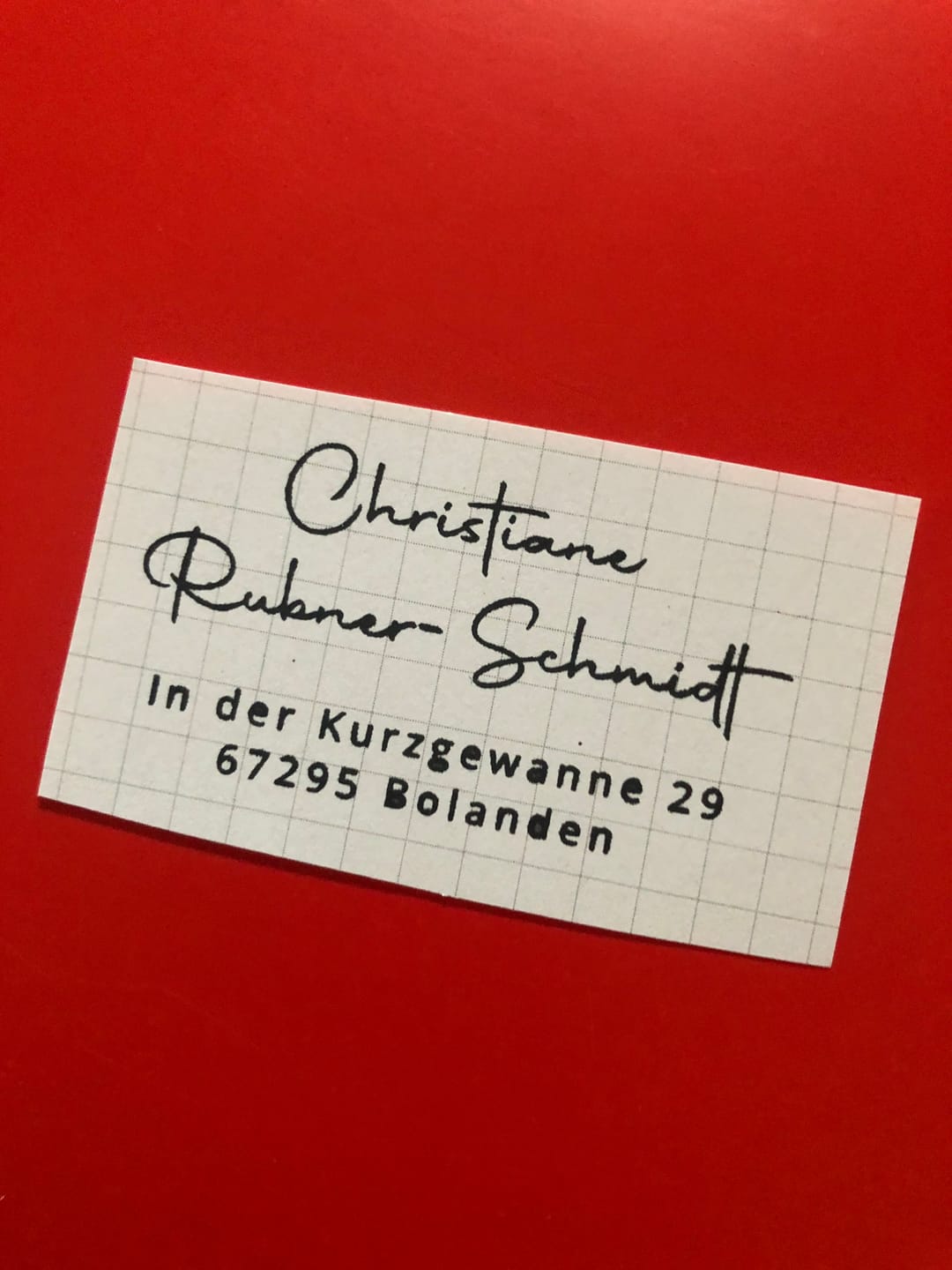 Customer photo review of Adressstempel mit moderner Schreibschrift #072