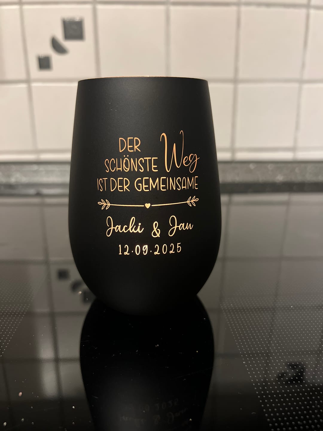 Customer photo review of Gemeinsamer Weg - Personalisiertes Windlicht für Paare