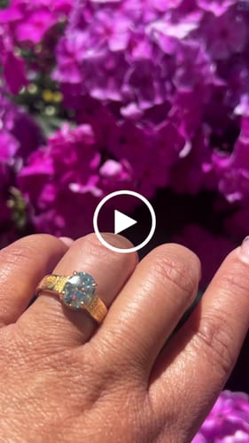 Customer video review of Doveggs octagon solitaire carving colored moissanite engagement ring
