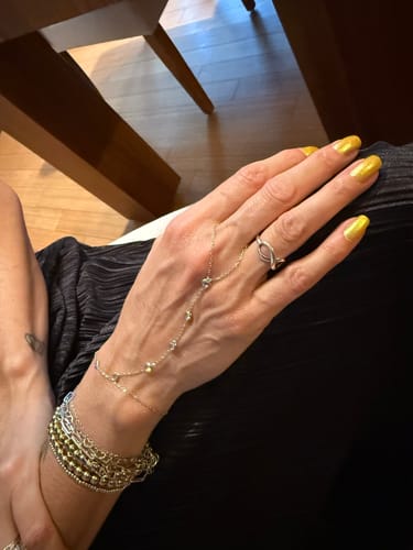 Customer photo review of Dainty Crystal Handchain 925 Silver Slave Bracelet