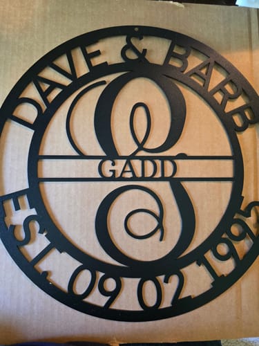 Customer photo review of Elaborate Name - Steel Sign