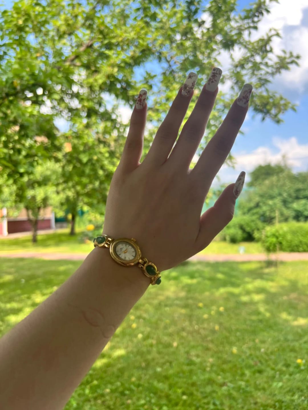 Customer photo review of Aubrette Women's Watch - Luxury Jade Bracelet Quartz Timepiece, Elegant Gold Design