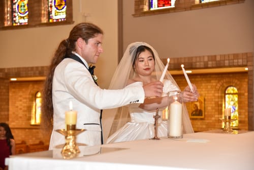 Customer photo review of Personalised Wedding Unity Glass Vase, Candles & Holders Set - Cylinder 10D x 30cmH