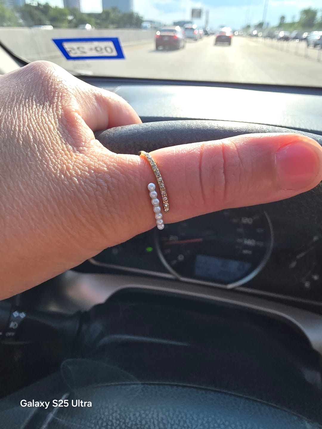 Customer photo review of “Wrap Me” Pearl & Crystal Ring