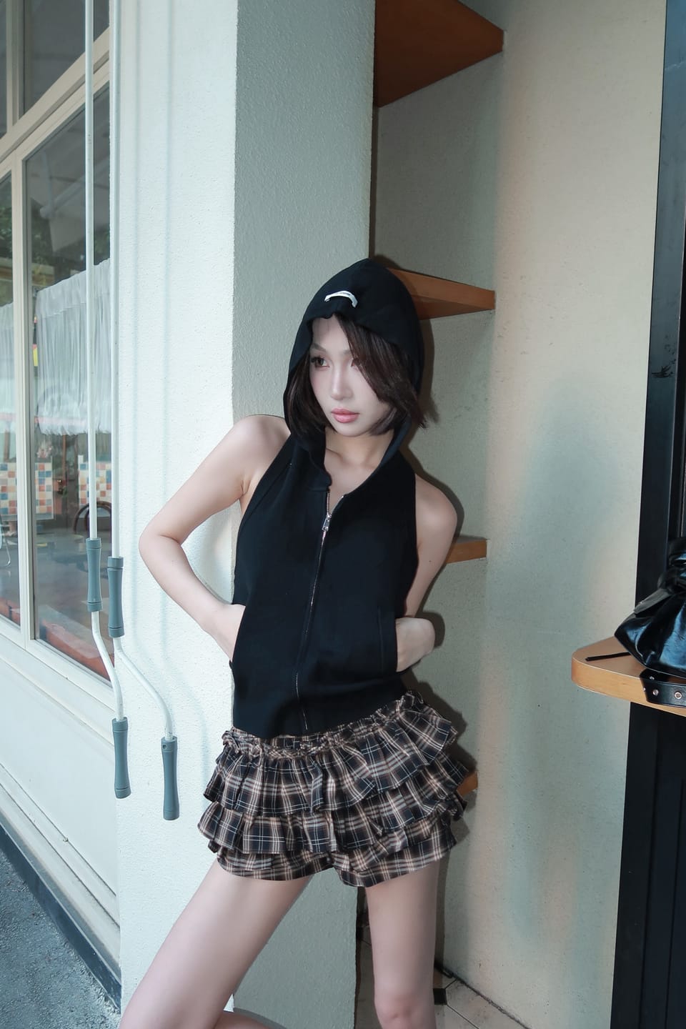 Customer photo review of WARDEN EDGE Layered Mini Skirt with Drawstring Detail