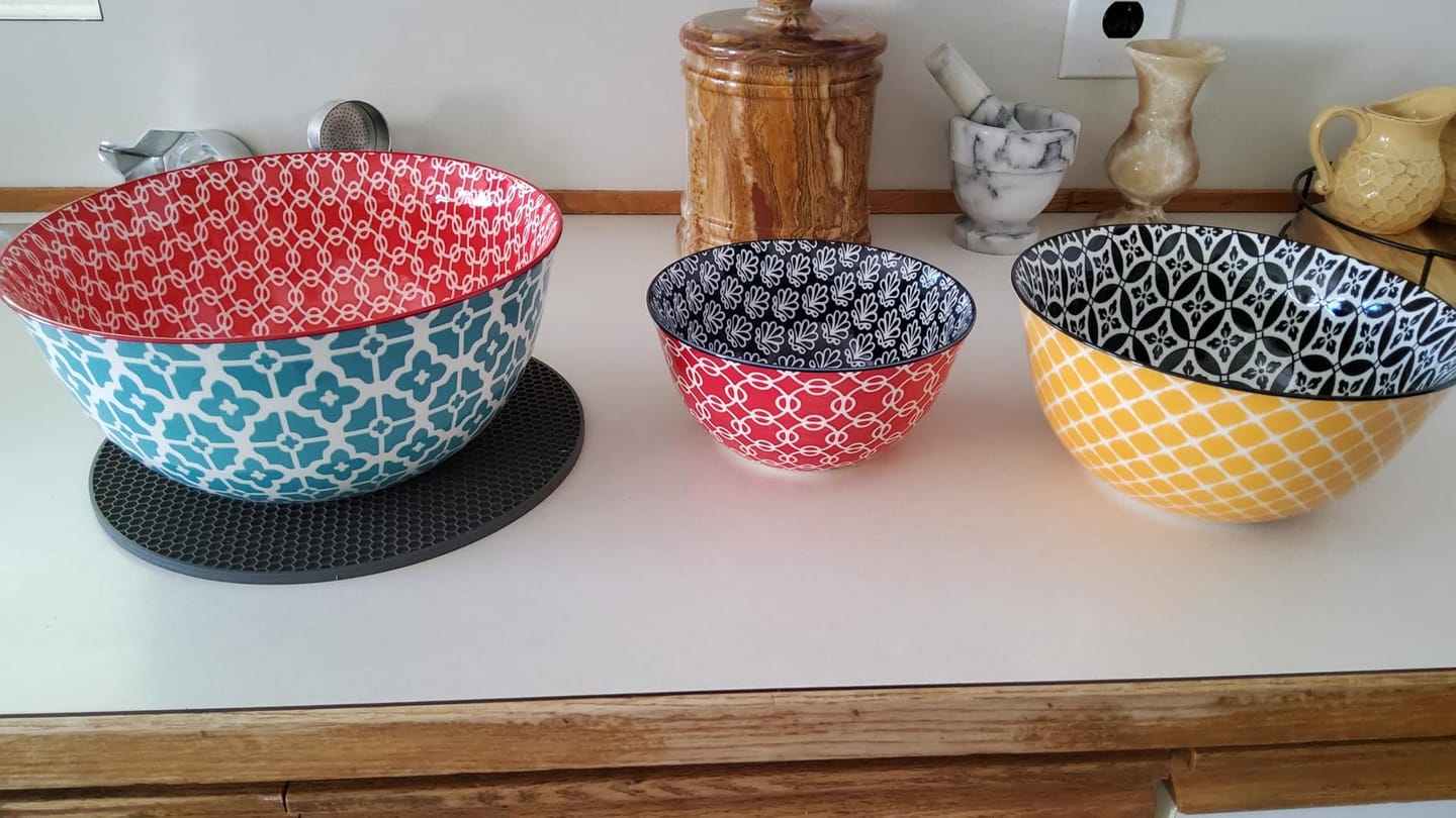Customer photo review of Mosaian Ceramic Mixing Bowls - Set of 3