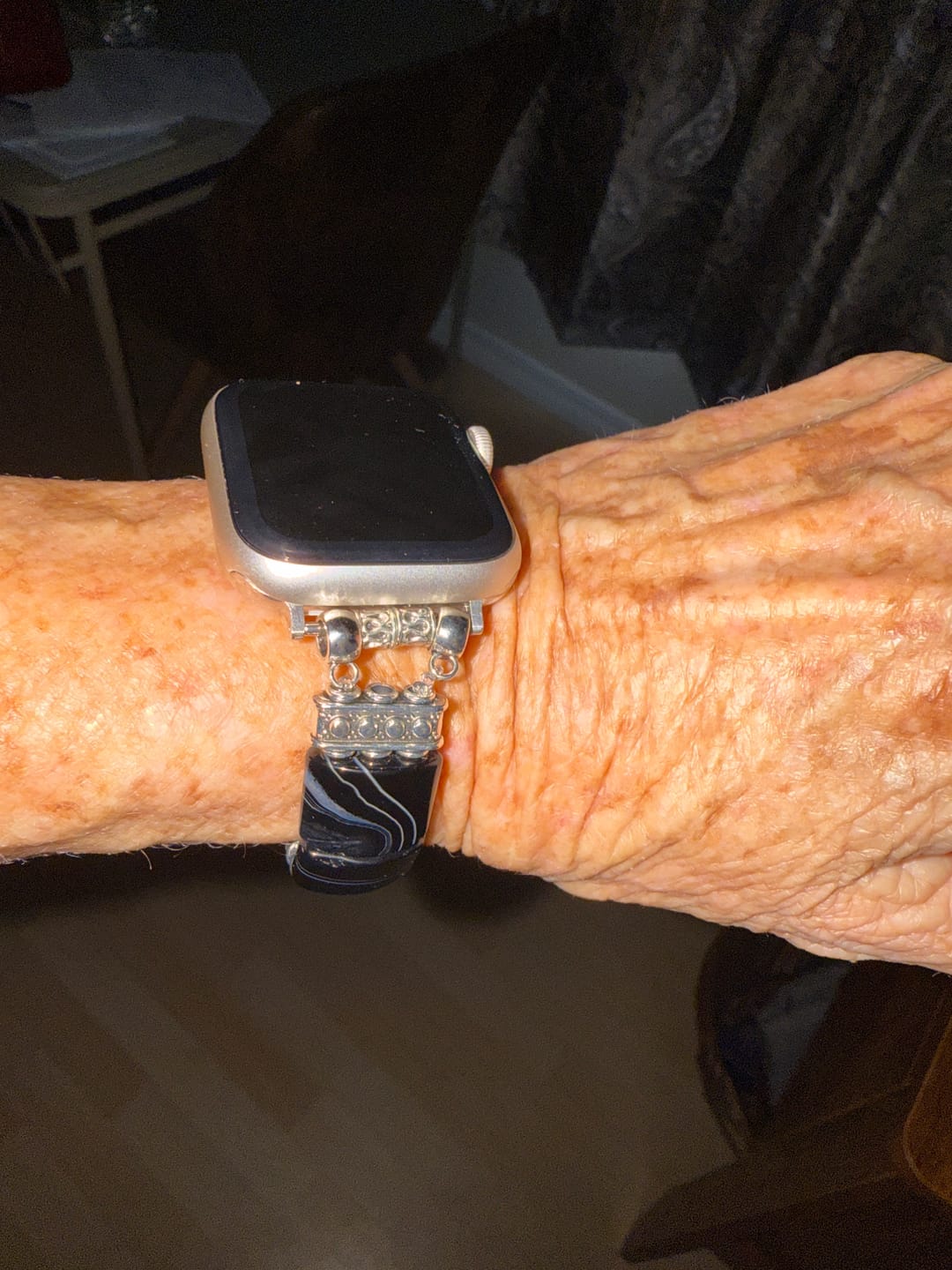 Customer photo review of Sacred Sands Agate Stretch Apple Watch Strap