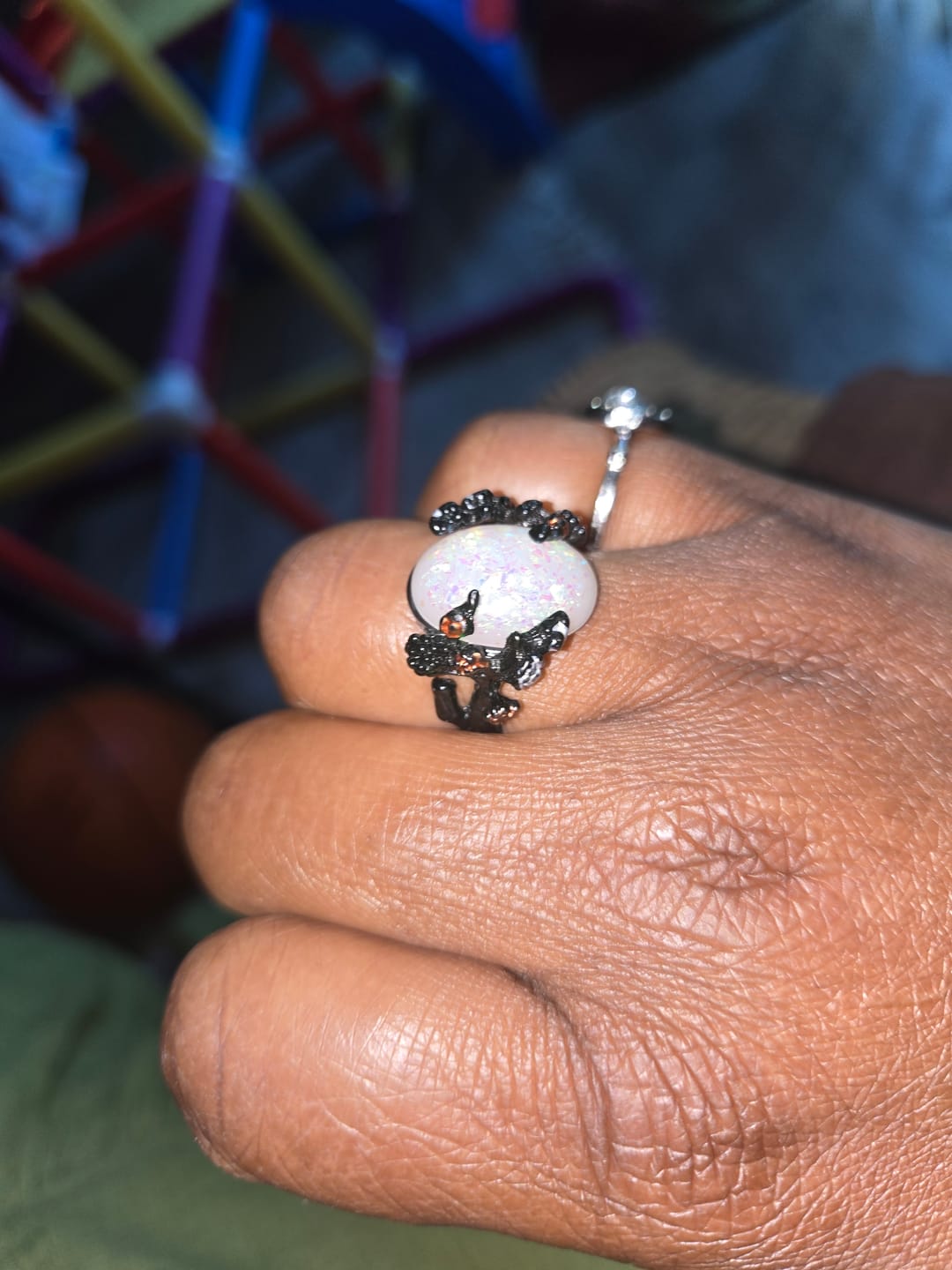 Customer photo review of Midnight Blossom Opal Crystal Ring